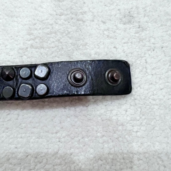 Vintage DIESEL Dark Brown Double Line Studs Button Closure Leather Bracelet - Picture 6 of 8